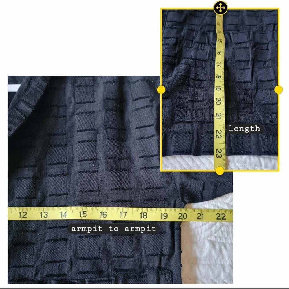 EILEEN FISHER Black Organic Cotton Textured Kimono Jacket 3/4‎ Sleeve Open Front